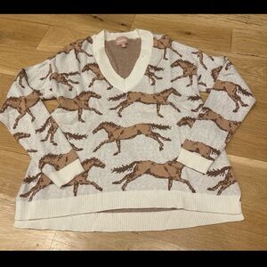 Show Me Your MuMu Horse Print V-Neck Sweater